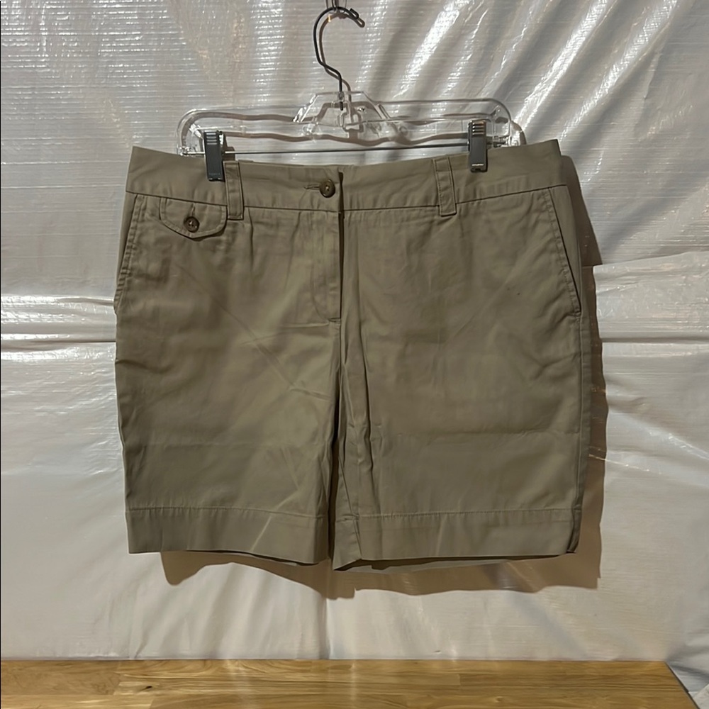 Lands' End Tan Chino Shorts Flat Front Cotton
